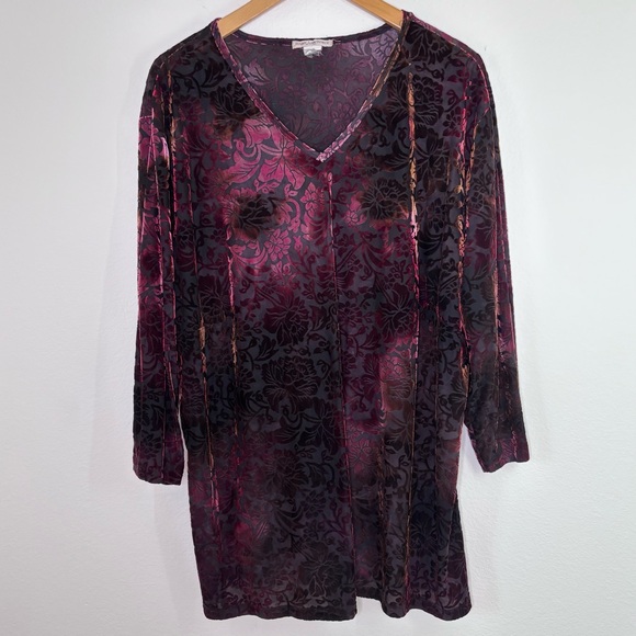 Susan Lawrence Woman 4X Burnout Velvet Floral Tunic - Picture 1 of 7